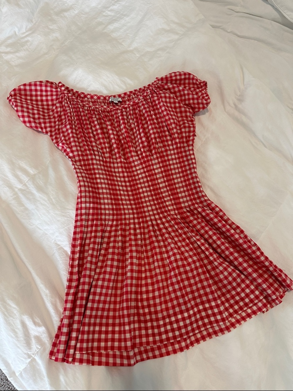 Frankie's Bikinis Red and White Gingham Mini Dress